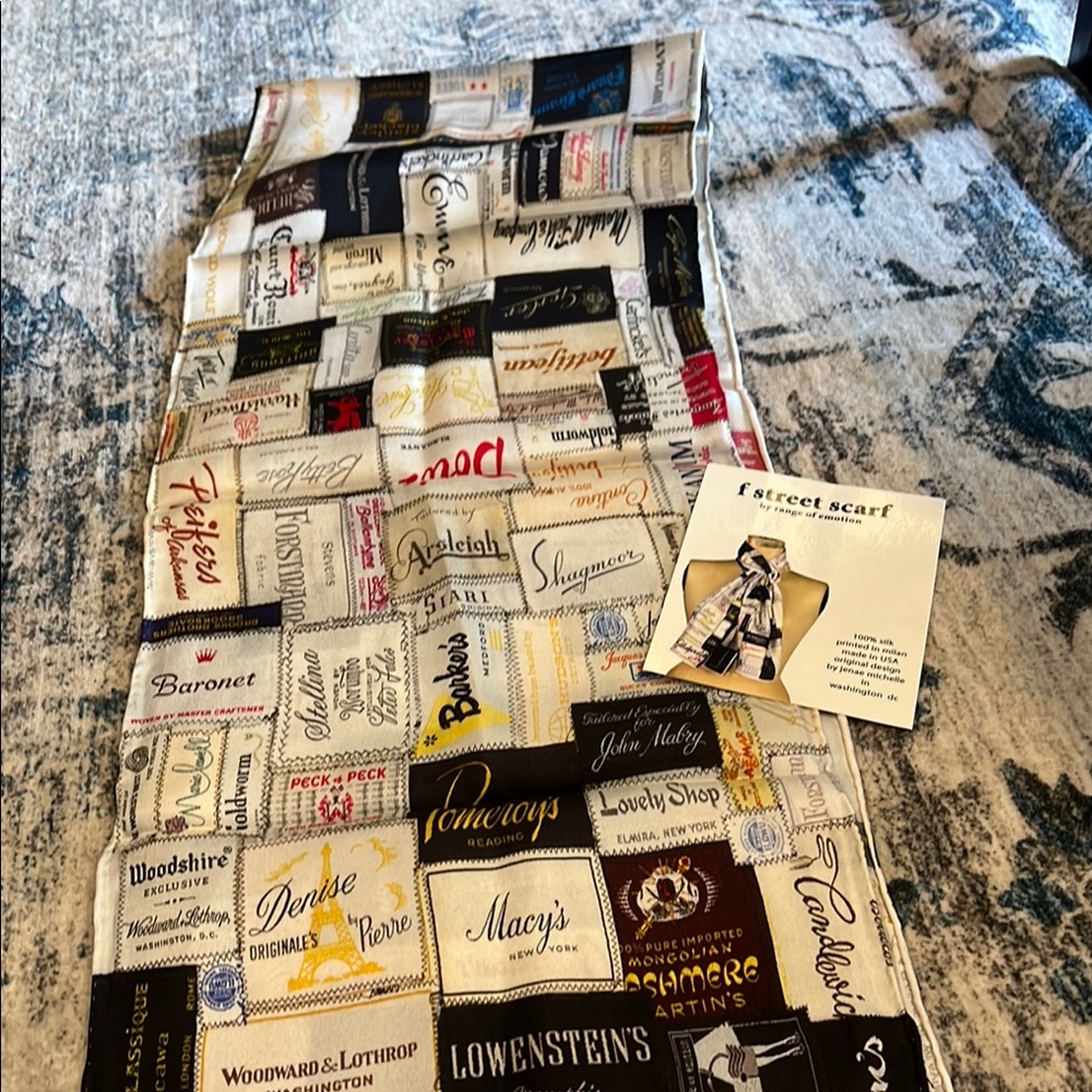 F Street Scarf Patchwork Scarf with Various Labels